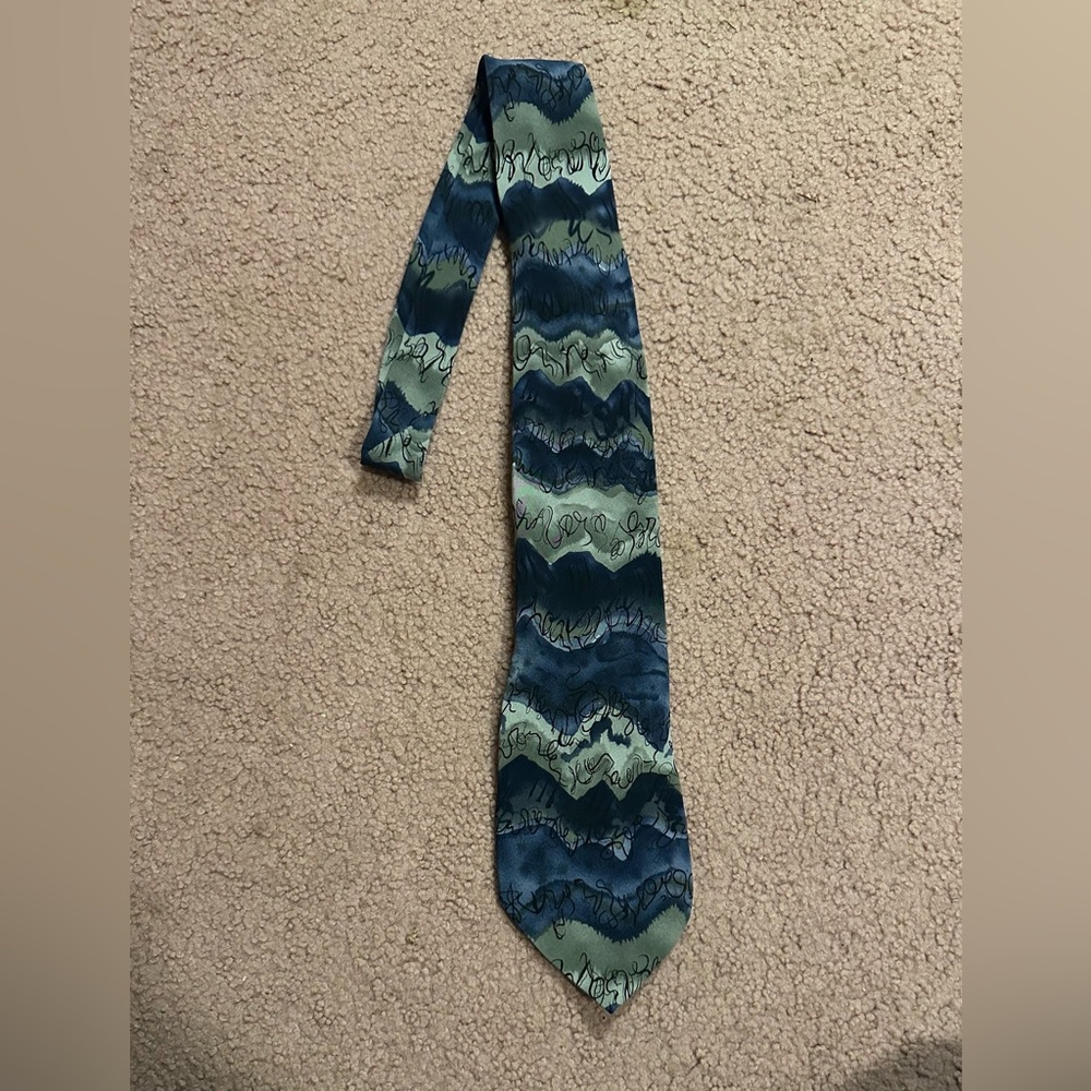 Vintage Jerry Garcia 100% Silk Tie Blue Print Collection 15 Feeding In The Light